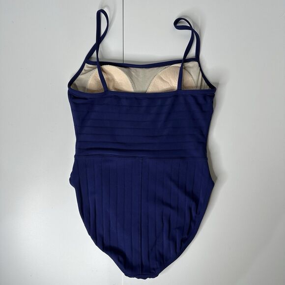 La Blanca by Rod Bettie One Piece Swimsuit Sz 16 Dark Blue Bathing Suit Textured - Picture 2 of 16